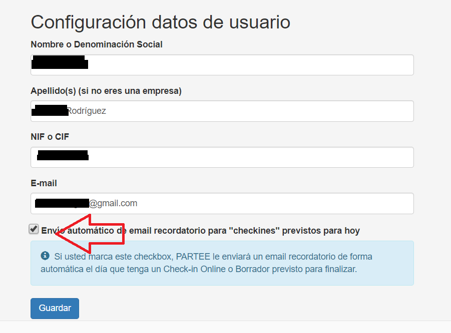 Notificación De Los "checkines" Del Día - Partee