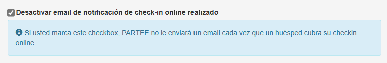 Desactivar recepción de email de notificación de check-in online